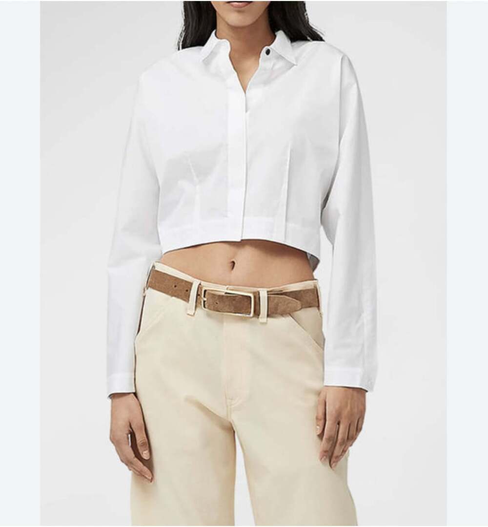 Rag & Bone Morgan Shirt Womens Medium White Cropped Boxy Button Front Top Blouse